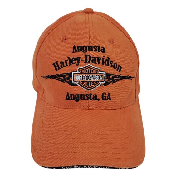 Harley-Davidson Augusta GA Orange Cotton Cap Embroidered Hat VF Imagewear 7 3/4 - Picture 1 of 12